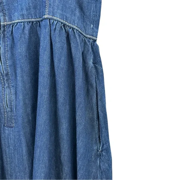 Reformation Jeans Tagliatelle Dark Wash Blue Denim Midi Dress sz 6 - Picture 8 of 15